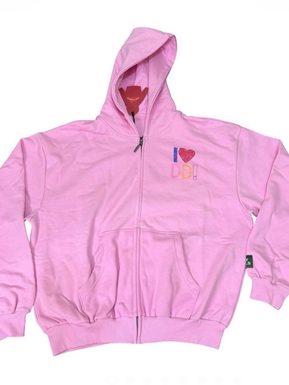 Daily Drills souvenir Zip Hoodie with ‘I❤️DD!’ in taffy